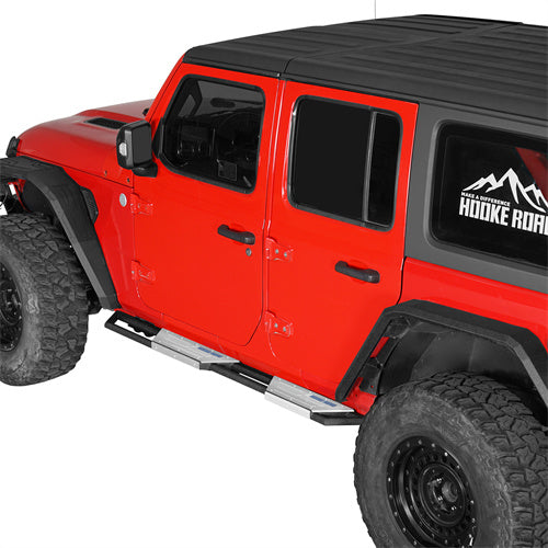 Hooke Road Jeep Wrangler Side Steps Step Bars Running Boards for 2018-2025 Jeep JL 4-Door b3084s 2