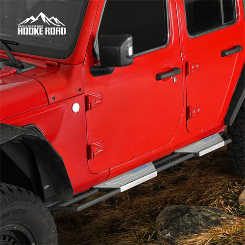 Hooke Road Jeep Wrangler Side Steps Step Bars Running Boards for 2018-2025 Jeep JL 4-Door b3084s 4