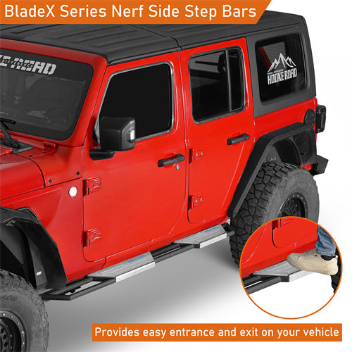 Hooke Road Jeep Wrangler Side Steps Step Bars Running Boards for 2018-2025 Jeep JL 4-Door b3084s 7