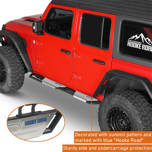 Hooke Road Jeep Wrangler Side Steps Step Bars Running Boards for 2018-2025 Jeep JL 4-Door b3084s 8