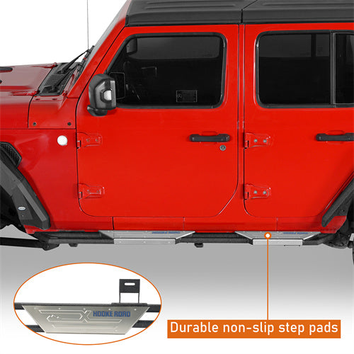 Hooke Road Jeep Wrangler Side Steps Step Bars Running Boards for 2018-2025 Jeep JL 4-Door b3084s 9