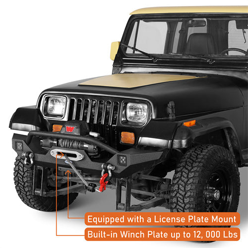 Load image into Gallery viewer, Hooke Road Jeep YJ Front Bumper with Winch Plate for 1987-1995 Jeep Wrangler YJ b1061s 9
