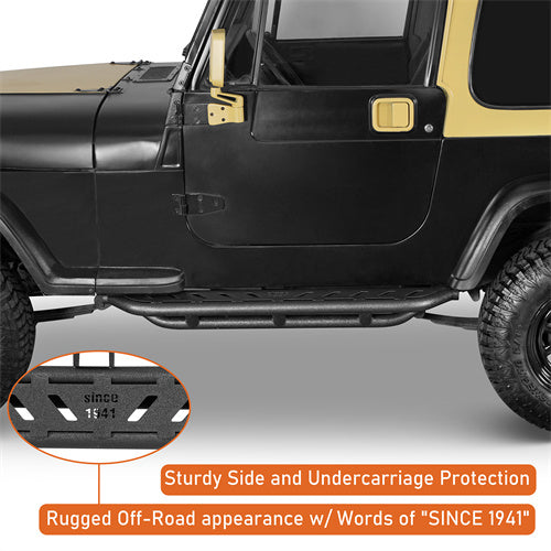 Load image into Gallery viewer, Hooke Road Jeep YJ Running Boards Nerf Side Step Bars for 1987-1995 Jeep Wrangler YJ b1065s 8
