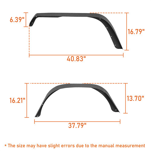 Hooke Road Jeep YJ Front & Rear Fender Flares Kit for 1987-1995 Jeep Wrangler YJ b1066 7