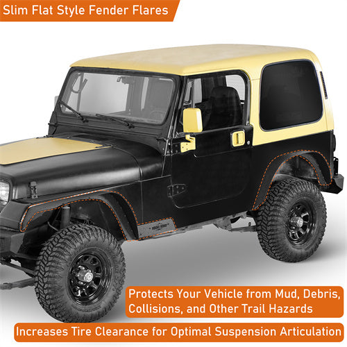 Load image into Gallery viewer, Hooke Road Jeep YJ Front &amp; Rear Fender Flares Kit for 1987-1995 Jeep Wrangler YJ b1066 8
