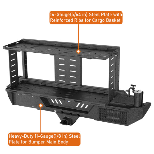 Load image into Gallery viewer, Hooke Road KarooCargo Rear Bumper w/ Double Cargo Carrier System for 2007-2018 Jeep Wrangler JK b2101s  10
