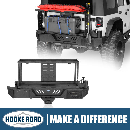 Load image into Gallery viewer, Hooke Road KarooCargo Rear Bumper w/ Double Cargo Carrier System for 2007-2018 Jeep Wrangler JK b2101s  13
