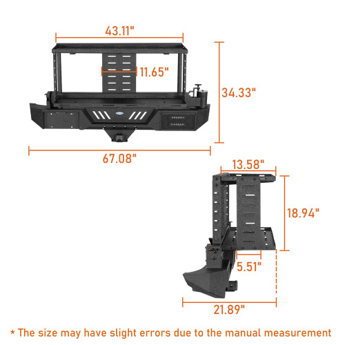 Load image into Gallery viewer, Hooke Road KarooCargo Rear Bumper w/ Double Cargo Carrier System for 2007-2018 Jeep Wrangler JK b2101s  8
