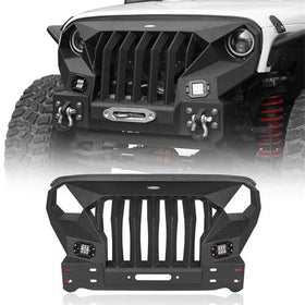 HookeRoad Front Bumper w/Grille Guard &  Winch plate for 2007-2018 Jeep Wrangler JK b2038s 2