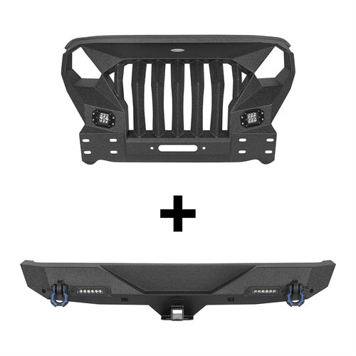 Load image into Gallery viewer, Hooke Road Full Width Front Bumper w/Mad Max Grill &amp; Rear Bumper(18-25 Jeep Wrangler JL)
