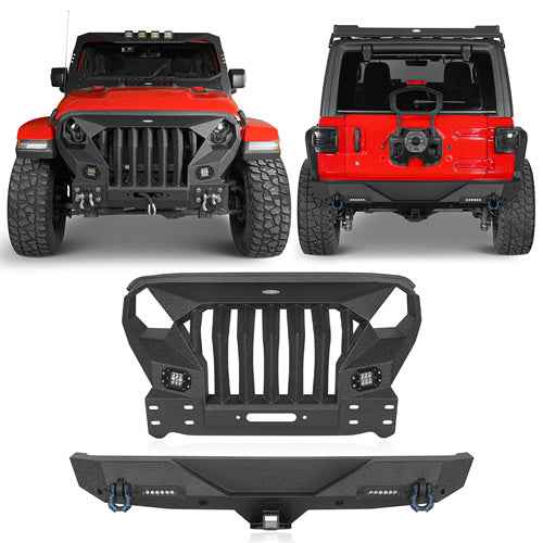 Load image into Gallery viewer, Hooke Road Full Width Front Bumper w/Mad Max Grill &amp; Rear Bumper(18-24 Jeep Wrangler JL 4 Door)
