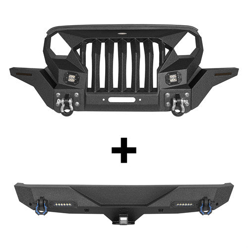 Hooke Road Jeep JL Mad Max Front Bumper & Rear Bumper Combo(18-25 Jeep Wrangler JL)