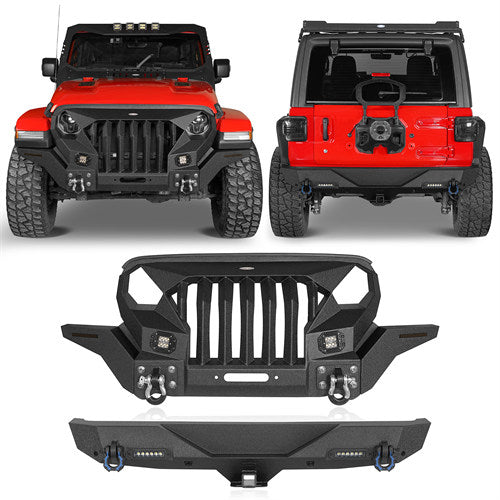 Hooke Road Jeep JL Mad Max Front Bumper & Rear Bumper Combo(18-25 Jeep Wrangler JL)