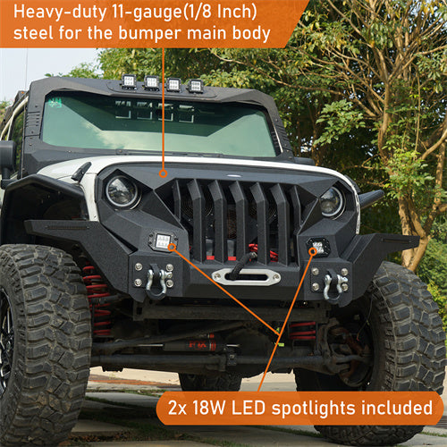 Hooke Road Mad Max Grill+Bumper with Winch Plate for 2007-2018 Jeep Wrangler JK b2038abs 10