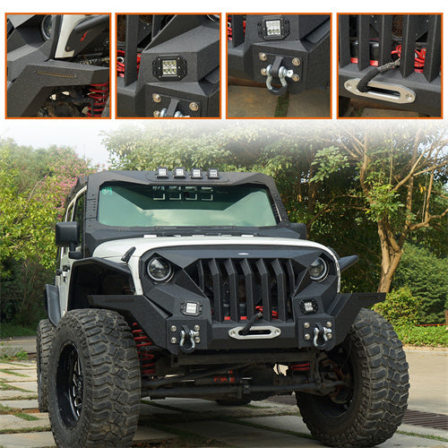 Load image into Gallery viewer, Hooke Road Mad Max Grill+Bumper with Winch Plate for 2007-2018 Jeep Wrangler JK b2038abs 4
