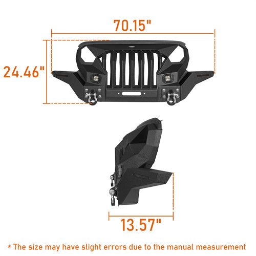 Hooke Road Mad Max Grill+Bumper with Winch Plate for 2007-2018 Jeep Wrangler JK b2038abs 5