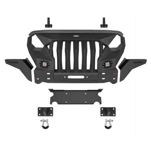 Hooke Road Mad Max Grill+Bumper with Winch Plate for 2007-2018 Jeep Wrangler JK b2038abs 6