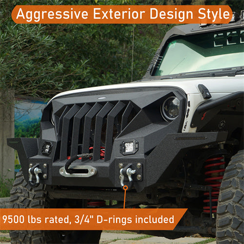 Load image into Gallery viewer, Hooke Road Mad Max Grill+Bumper with Winch Plate for 2007-2018 Jeep Wrangler JK b2038abs 8
