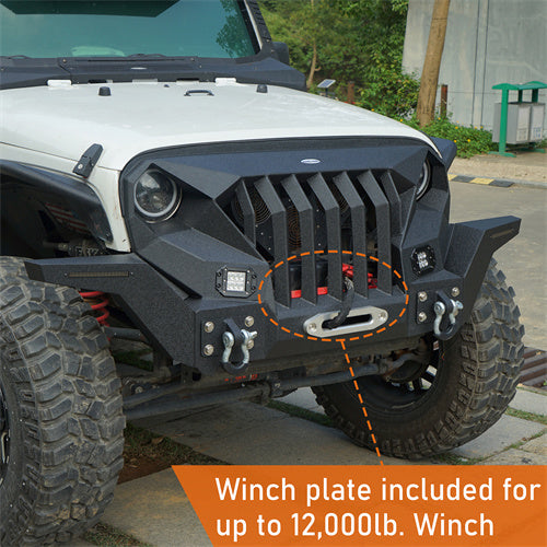 Load image into Gallery viewer, Hooke Road Mad Max Grill+Bumper with Winch Plate for 2007-2018 Jeep Wrangler JK b2038abs 9
