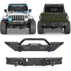 HookeRoad Jeep JT Mid Width Front Bumper & Rear Bumper for 2020-2024 Jeep Gladiator b30187003s 2