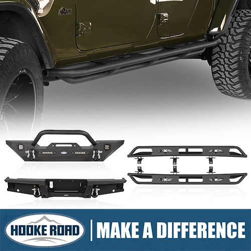 HookeRoad Jeep JT Mid Width Front Bumper / Rear Bumper / Side Steps for ...