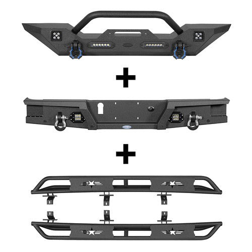 Load image into Gallery viewer, HookeRoad Jeep JT Mid Width Front Bumper / Rear Bumper / Side Steps for 2020-2023 Jeep Gladiator HookeRoad HE.3018+7003+7002 2-2
