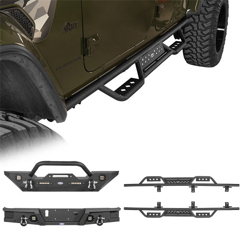 HookeRoad Jeep JT Mid Width Front Bumper / Rear Bumper / Side Steps for 2020-2023 Jeep Gladiator Hooke Road HE.3018+7003+7001 1-1