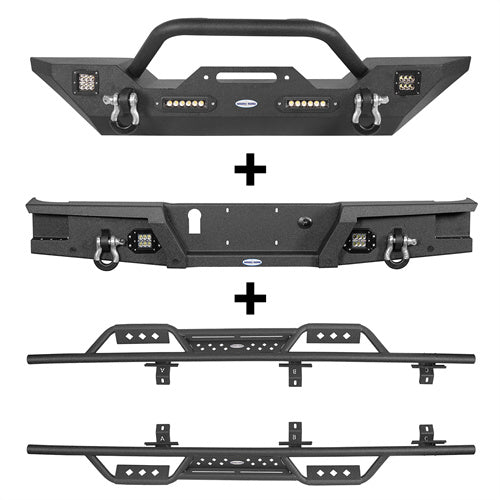 HookeRoad Jeep JT Mid Width Front Bumper / Rear Bumper / Side Steps for 2020-2023 Jeep Gladiator Hooke Road HE.3018+7003+7001 2-2