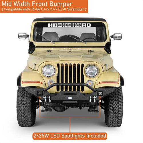 Load image into Gallery viewer, Hooke Road Mid Width Front Bumper w/ Winch Plate for 1976-1986 Jeep CJ-5 CJ-7 CJ-8 Scrambler b1081s 10
