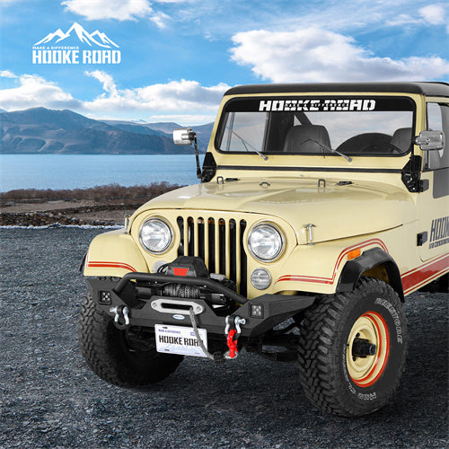 Load image into Gallery viewer, Hooke Road Mid Width Front Bumper w/ Winch Plate for 1976-1986 Jeep CJ-5 CJ-7 CJ-8 Scrambler b1081s 4
