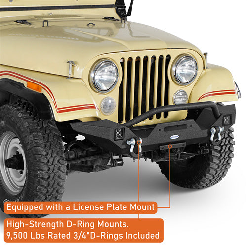 Load image into Gallery viewer, Hooke Road Mid Width Front Bumper w/ Winch Plate for 1976-1986 Jeep CJ-5 CJ-7 CJ-8 Scrambler b1081s 8
