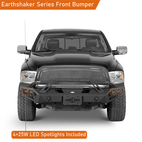 Load image into Gallery viewer, Hooke Road Ram 1500 Front Bumper with Winch Plate &amp; 4 × LED Lights for 2009-2012 Ram 1500 b6203 7
