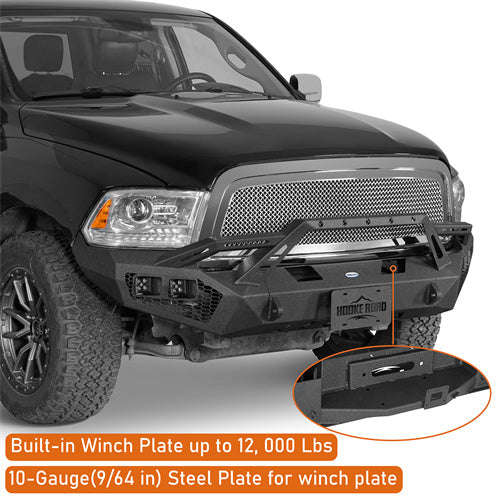 Load image into Gallery viewer, Hooke Road Ram 1500 Front Bumper with Winch Plate &amp; 4 × LED Lights for 2009-2012 Ram 1500 b6203 8
