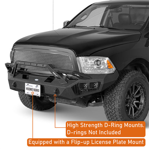 Load image into Gallery viewer, Hooke Road Ram 1500 Front Bumper with Winch Plate &amp; 4 × LED Lights for 2009-2012 Ram 1500 b6203 9
