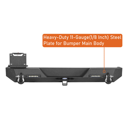 Load image into Gallery viewer, Hooke Road Rear Bumper with LED Lights &amp; 2&quot; Hitch Receiver for 1987-1995 Jeep Wrangler YJ b1062s 10
