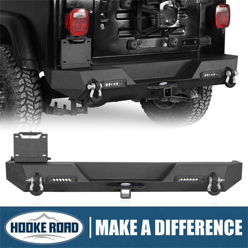 Load image into Gallery viewer, Hooke Road Rear Bumper with LED Lights &amp; 2&quot; Hitch Receiver for 1987-1995 Jeep Wrangler YJ b1062s 12
