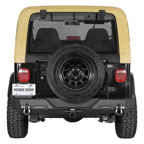 Load image into Gallery viewer, Hooke Road Rear Bumper with LED Lights &amp; 2&quot; Hitch Receiver for 1987-1995 Jeep Wrangler YJ b1062s 2
