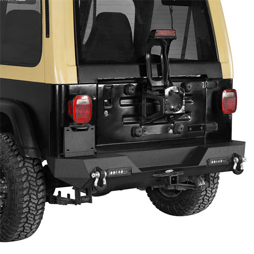 Load image into Gallery viewer, Hooke Road Rear Bumper with LED Lights &amp; 2&quot; Hitch Receiver for 1987-1995 Jeep Wrangler YJ b1062s 3
