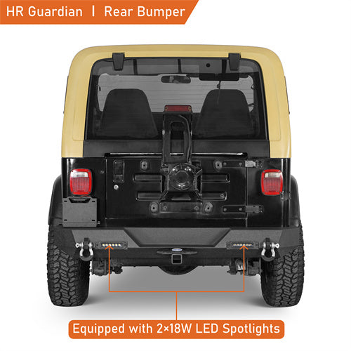 Load image into Gallery viewer, Hooke Road Rear Bumper with LED Lights &amp; 2&quot; Hitch Receiver for 1987-1995 Jeep Wrangler YJ b1062s 8
