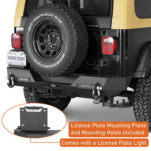 Load image into Gallery viewer, Hooke Road Rear Bumper with LED Lights &amp; 2&quot; Hitch Receiver for 1987-1995 Jeep Wrangler YJ b1062s 9
