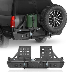 Hooke Road Rear Bumper with Tire Rack for 1992-1999 Chevy Suburban Tahoe GMC Yukon b7232abs 1