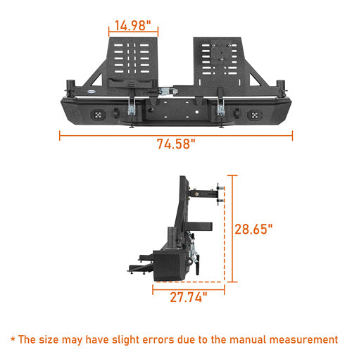 Load image into Gallery viewer, Hooke Road Rear Bumper with Tire Rack for 1992-1999 Chevy Suburban Tahoe GMC Yukon b7232abs 5
