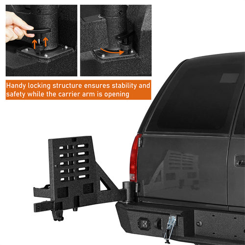 Load image into Gallery viewer, Hooke Road Rear Bumper with Tire Rack for 1992-1999 Chevy Suburban Tahoe GMC Yukon b7232abs 8
