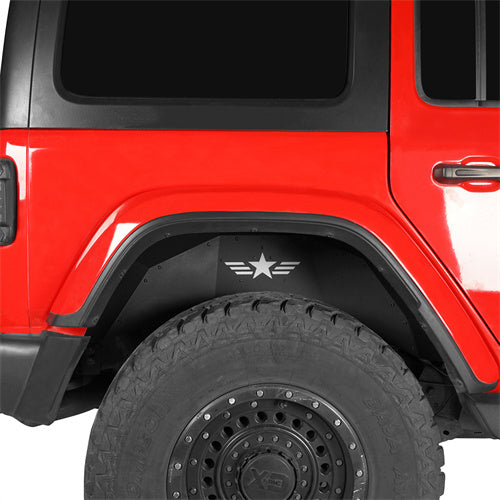 Hooke Road Jeep Rear Fender Liners Replacement for 2018-2024 Jeep Wrangler JL b3040s 2