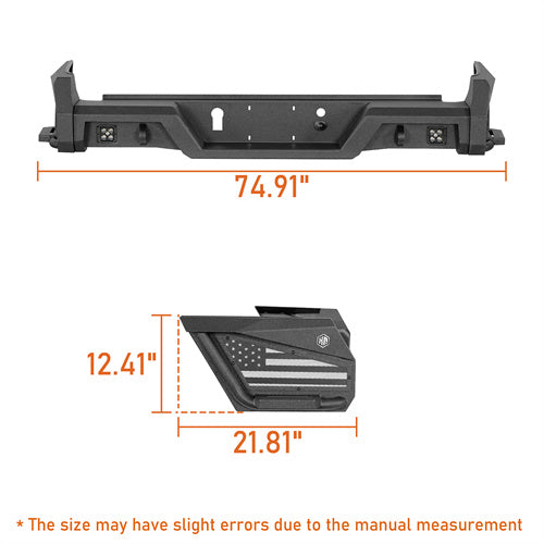 Hooke Road Replacement Rear Bumper with Bedside Slider Steps for 2015-2022 Chevy Colorado & GMC Canyon, Excluding ZR2 Models b9108s 8