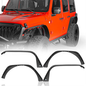 Hooke Road Front & Rear Slim Flat Fender Flares Kit For 2018-2023 Jeep Wrangler JL B3049 2