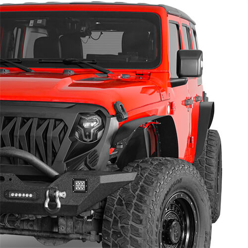 Hooke Road Front & Rear Slim Flat Fender Flares Kit For 2018-2023 Jeep Wrangler JL B3049 6