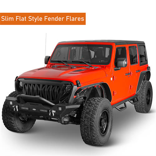 Load image into Gallery viewer, Hooke Road Front &amp; Rear Slim Flat Fender Flares Kit For 2018-2023 Jeep Wrangler JL B3049 9
