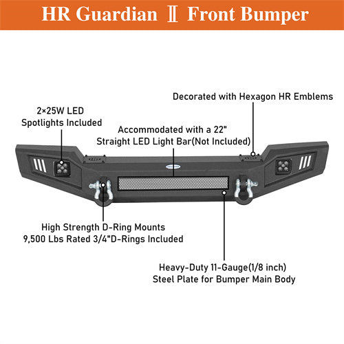 Load image into Gallery viewer, Hooke Road Steel Front Bumper with LED Spotlights for 1997-2006 Jeep Wrangler TJ b1073s 10
