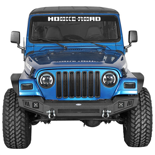 Load image into Gallery viewer, Hooke Road Steel Front Bumper with LED Spotlights for 1997-2006 Jeep Wrangler TJ b1073s 2
